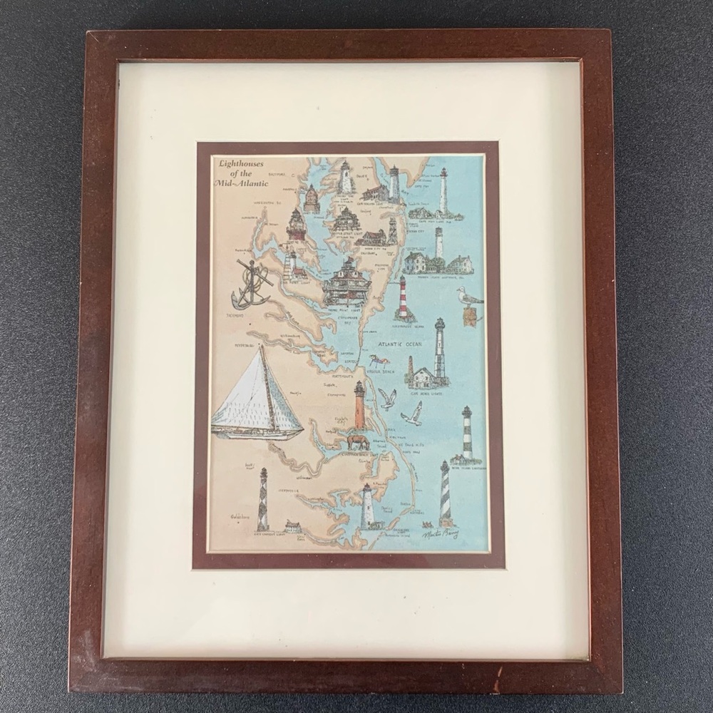 Martin Barry watercolor of the Lighthouses of the Mid-Atlantic.